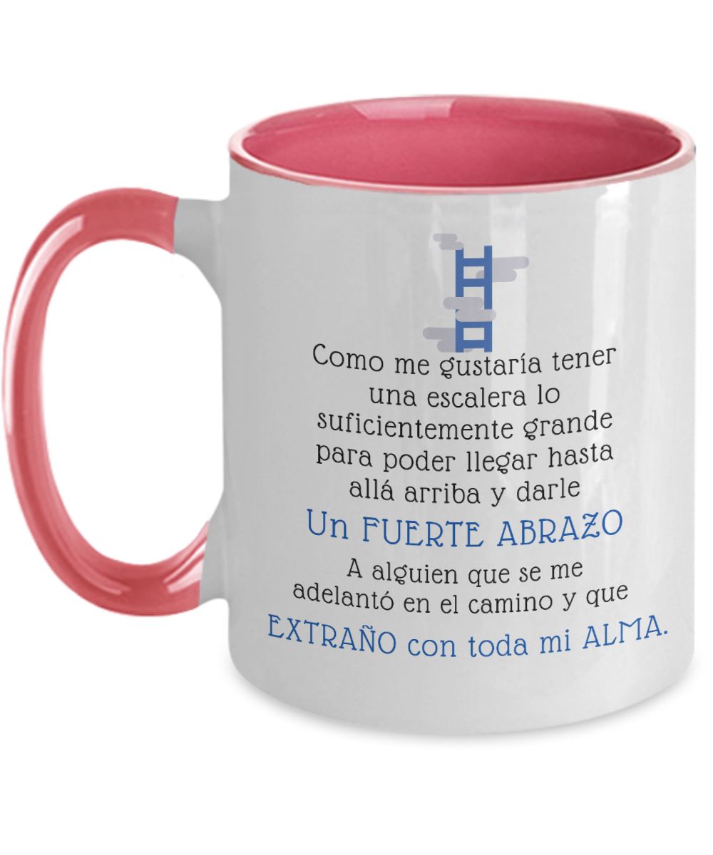 Taza dos Tonos Te Extraño: Te Extraño con toda mi Alma Coffee Mug Regalos.Gifts Two Tone 11oz Mug Pink 