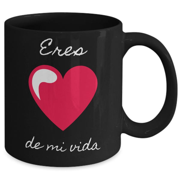 Taza Negra con mensaje de amor: Eres el amor de mi vida Coffee Mug Regalos.Gifts 