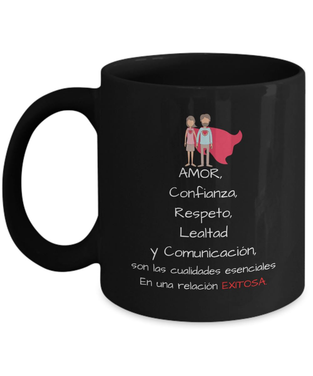 Taza Negra con Mensaje para Pareja: Amor, Confianza, Respeto… Coffee Mug Regalos.Gifts 11oz Mug Black 