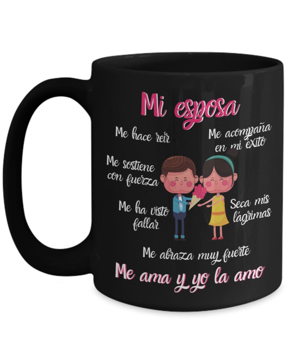 Taza Negra de café 15 onzas : Mi esposa… Coffee Mug Regalos.Gifts 