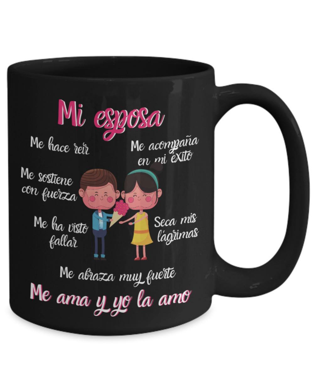 Taza Negra de café 15 onzas : Mi esposa… Coffee Mug Regalos.Gifts 