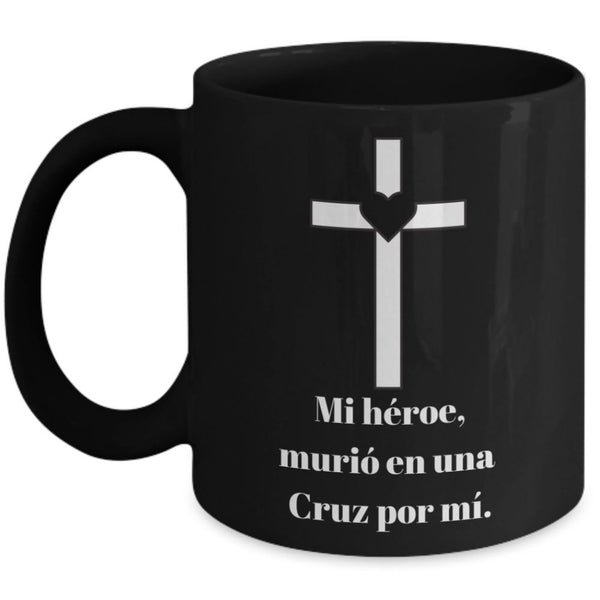 Taza Negra de café con mensaje cristiano: Mi Héroe Coffee Mug Regalos.Gifts 