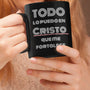 Taza negra de Café con mensaje: Todo lo puedo... Coffee Mug Regalos.Gifts 