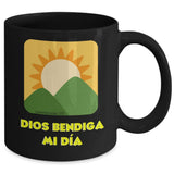 Taza negra de Café: Dios bendiga mi día Coffee Mug Regalos.Gifts 
