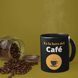 Taza Negra de Café: Es la hora del Café Coffee Mug Regalos.Gifts 