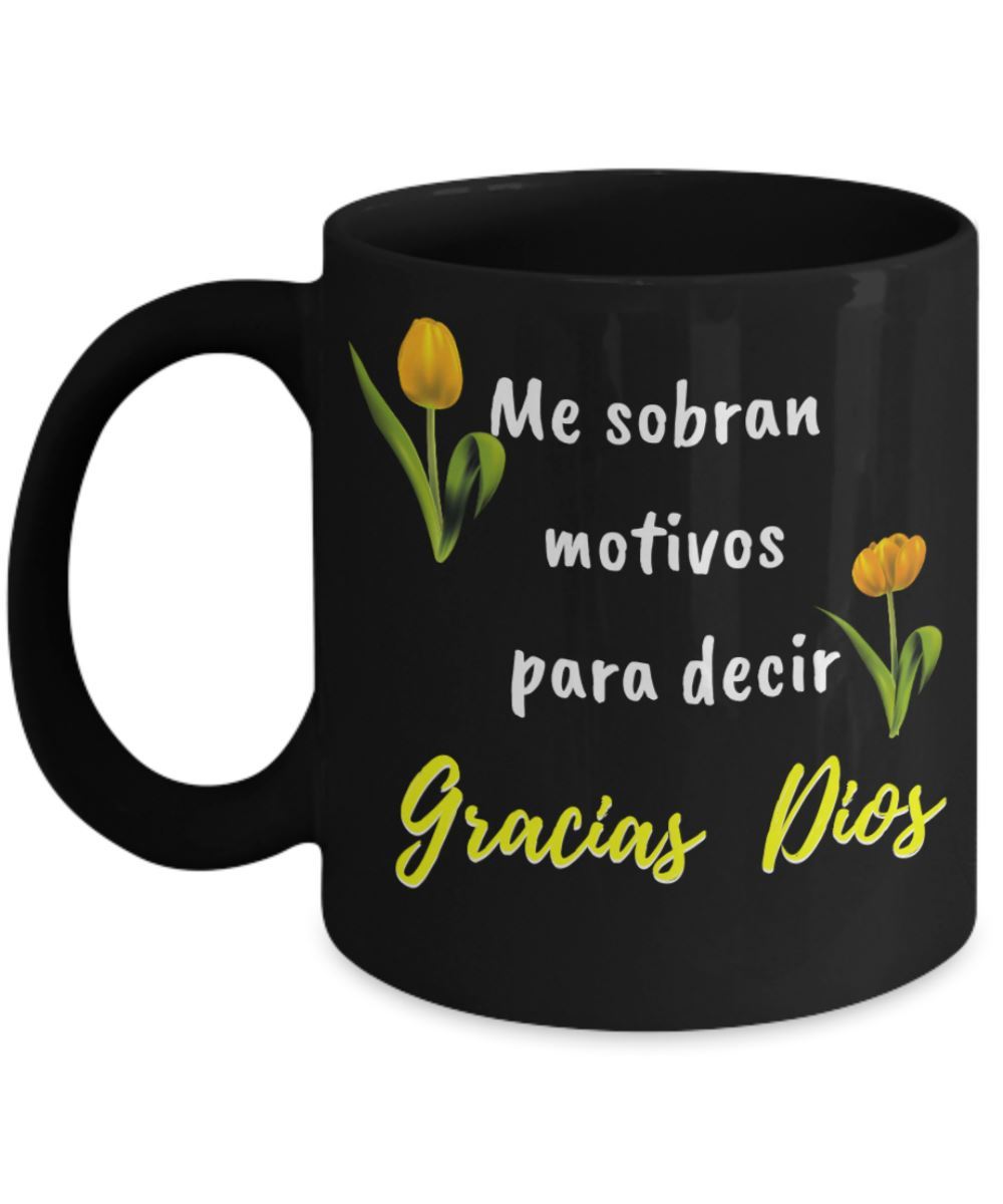 Taza Negra de Café: Me sobran motivos Coffee Mug Regalos.Gifts 