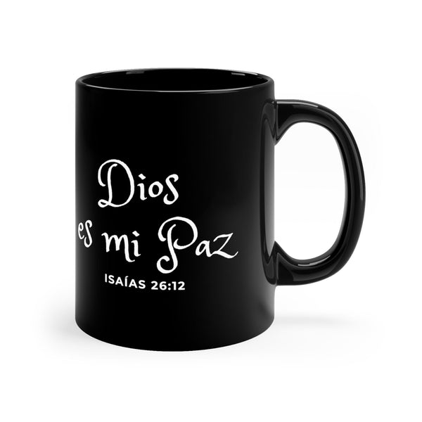 Taza Negra de la Paz Divina: Dios es Paz - Isaías 26:12" - Exclusiva en Línea 11-150z Mug Printify 