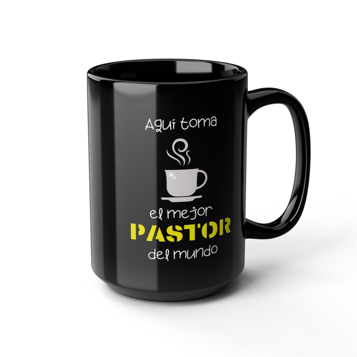 Taza negra de regalo para Pastor: Aquí toma café el mejor pastor del mundo. 11oz - 15oz Mug Printify 11oz 