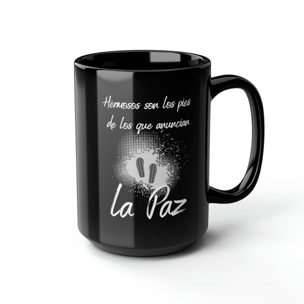 Taza negra de regalo para Pastor: Hermosos son los pies de los que anuncian La Paz. 11-15oz Mug Printify 15oz 