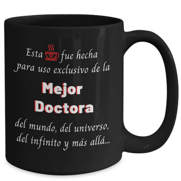 Taza negra para doctor: Esta taza es del Mejor Doctora…! Taza regalo doctora. Coffee Mug Gearbubble 