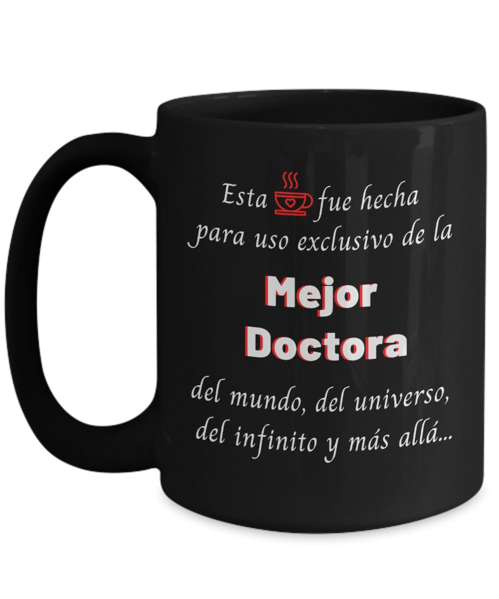 Taza negra para doctor: Esta taza es del Mejor Doctora…! Taza regalo doctora. Coffee Mug Gearbubble 
