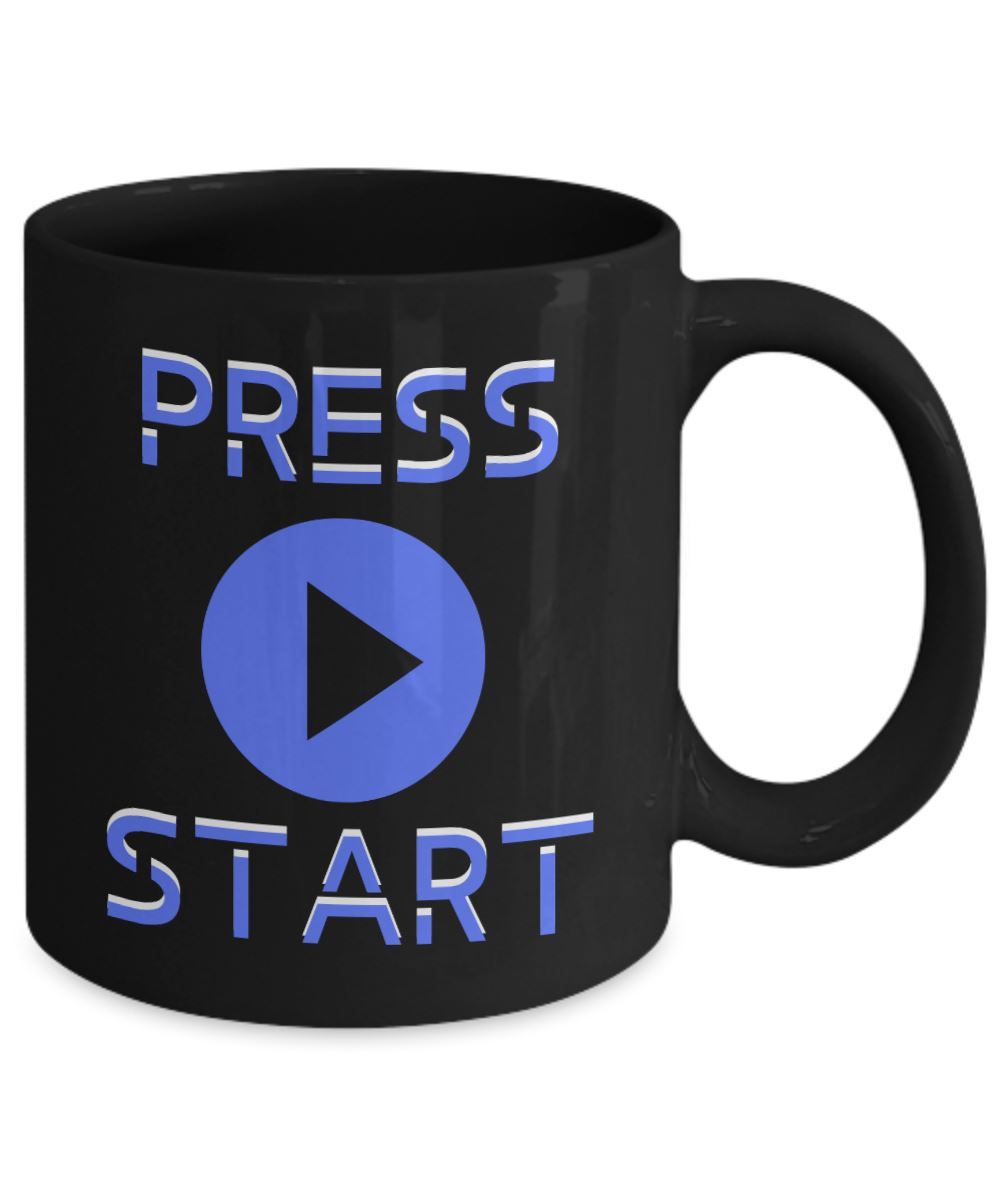 Taza Negra para fanáticos de Video Juegos: PRESS STAR Coffee Mug Regalos.Gifts 