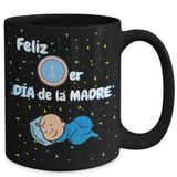 Taza Negra para Mamá: Feliz Primer Día de la Madre (Boy) Coffee Mug Regalos.Gifts 