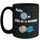 Taza Negra para Mamá: Feliz Primer Día de la Madre (Boy) Coffee Mug Regalos.Gifts 