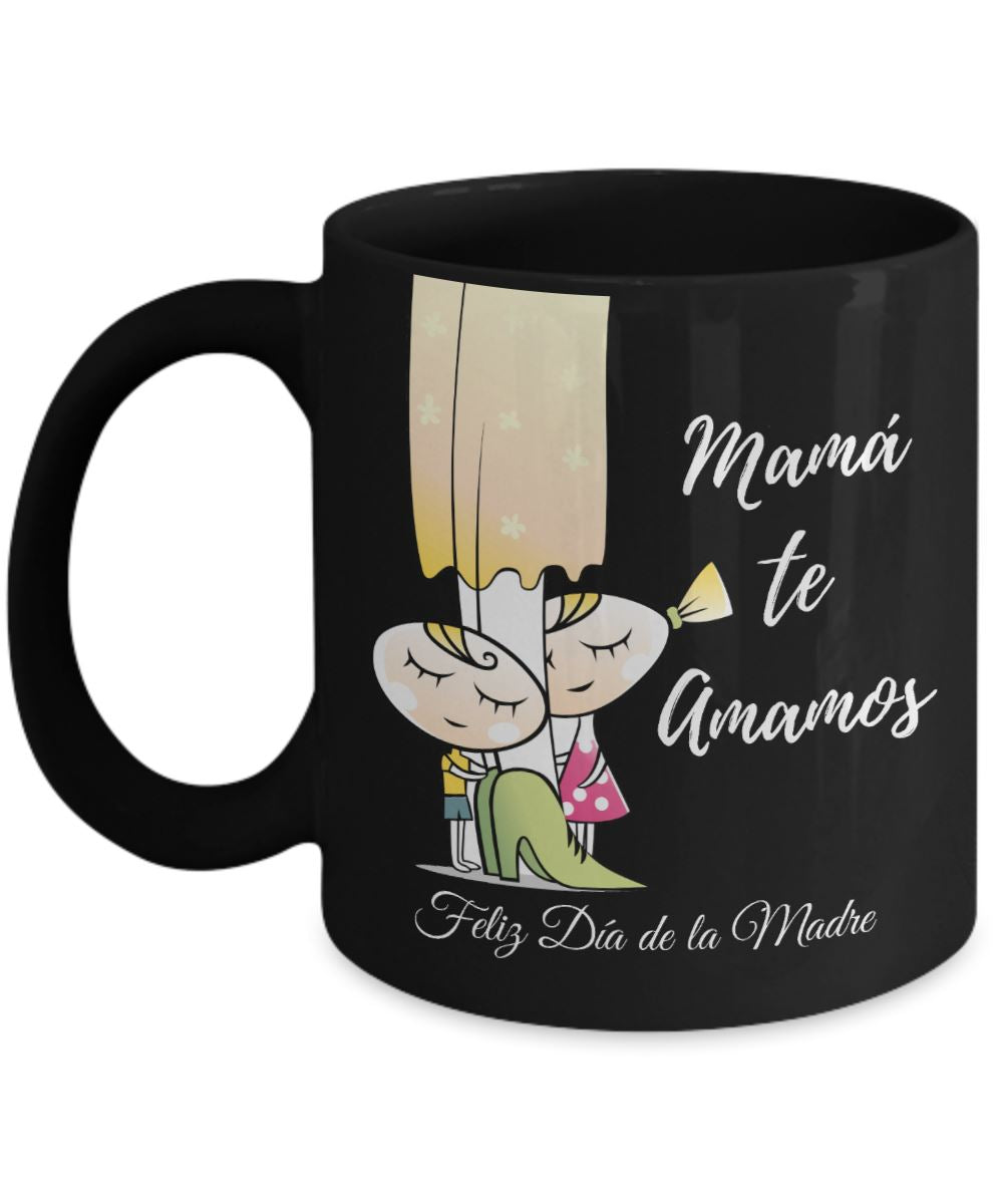 Taza Negra para Mamá: Mamá te Amamos Coffee Mug Regalos.Gifts 11oz Mug Black 