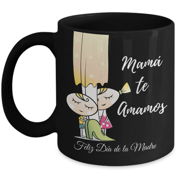 Taza Negra para Mamá: Mamá te Amamos Coffee Mug Regalos.Gifts 11oz Mug Black 