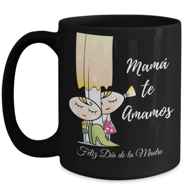 Taza Negra para Mamá: Mamá te Amamos Coffee Mug Regalos.Gifts 