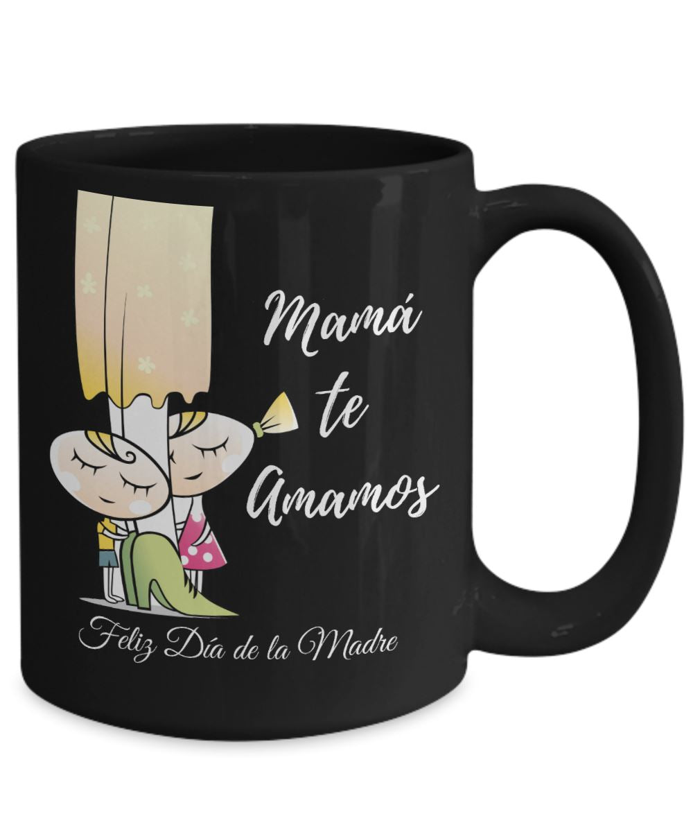 Taza Negra para Mamá: Mamá te Amamos Coffee Mug Regalos.Gifts 15oz Mug Black 