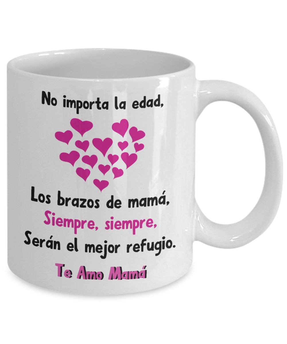 Taza Negra para Mamá: No importa la edad, los brazos de mamá… Coffee Mug Regalos.Gifts 