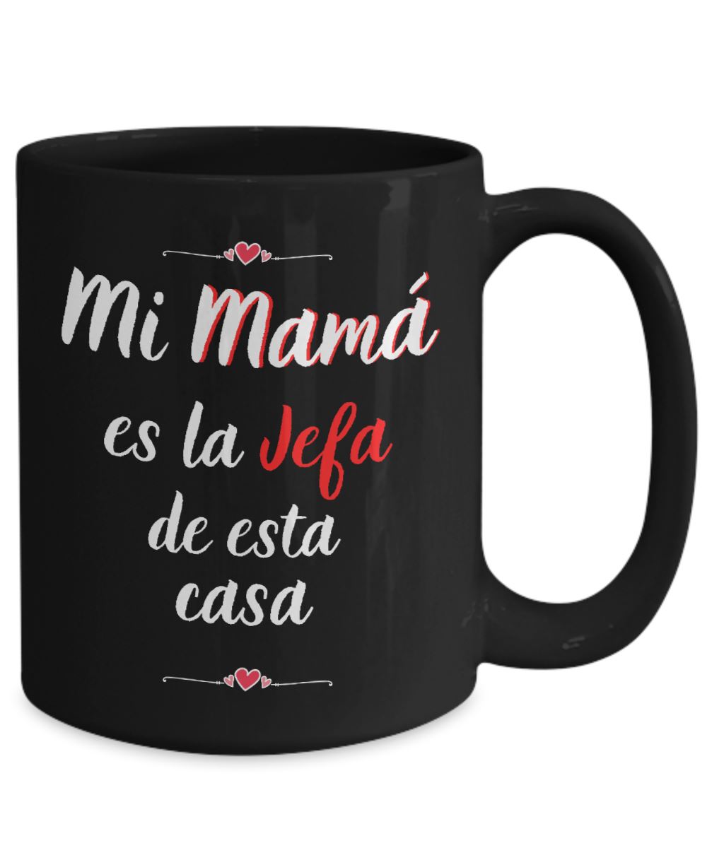 Taza Negra para Mamá: Reglas de la casa Coffee Mug Regalos.Gifts 