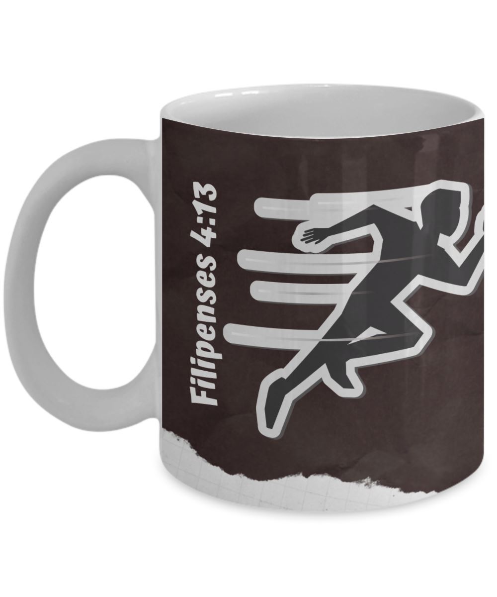 Taza para apasionados de Correr con mensaje Cristiano: Todo lo puedo… Coffee Mug Regalos.Gifts 