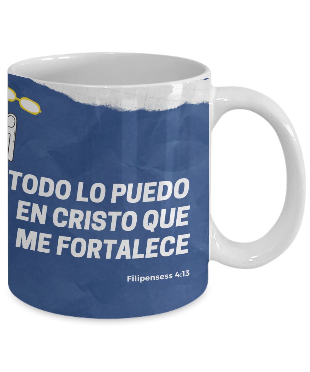 Taza para apasionados de la Natación con mensaje Cristiano: Todo lo puedo… Coffee Mug Regalos.Gifts 
