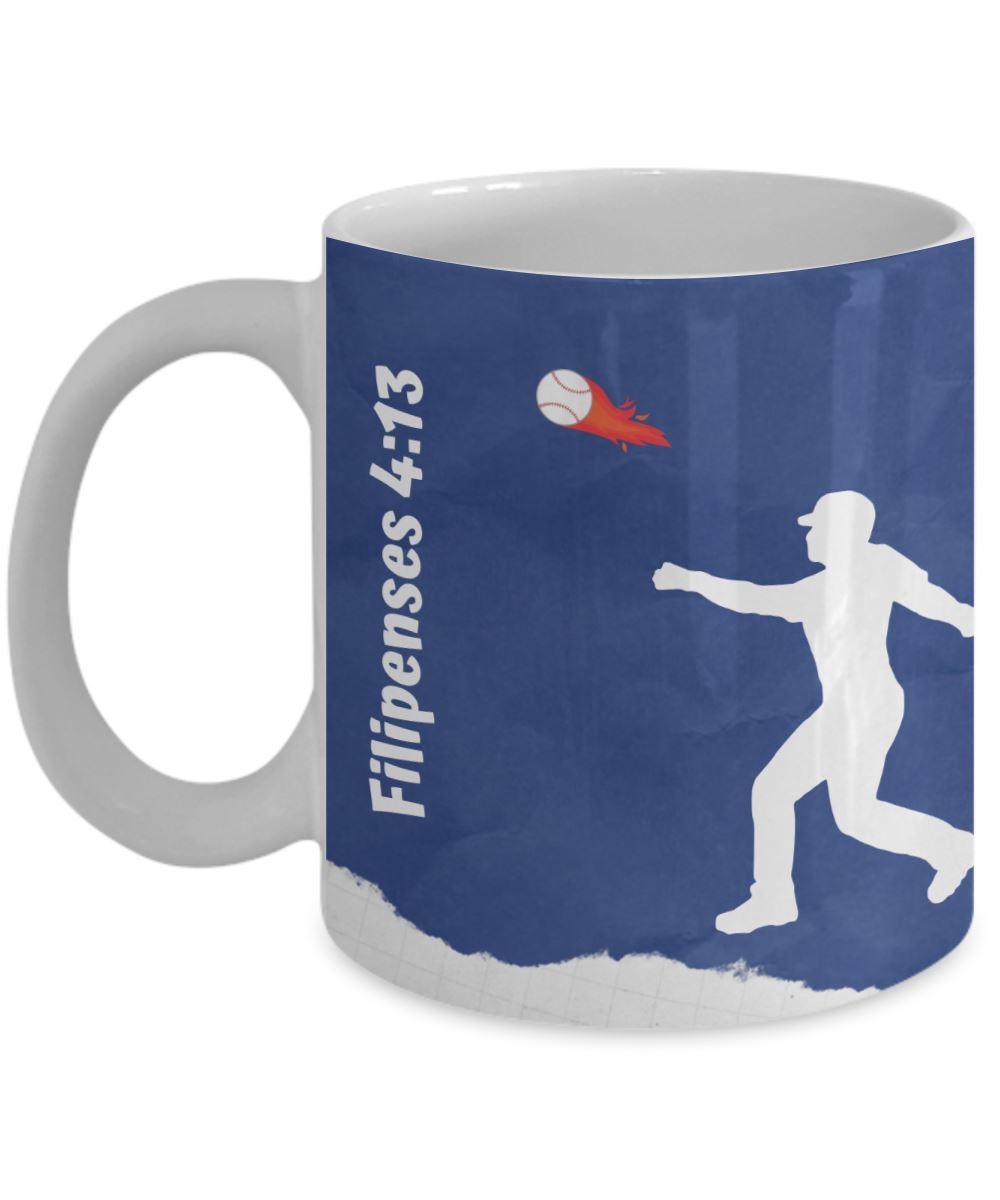 Taza para apasionados del Baseball con mensaje Cristiano: Todo lo puedo… Coffee Mug Regalos.Gifts 