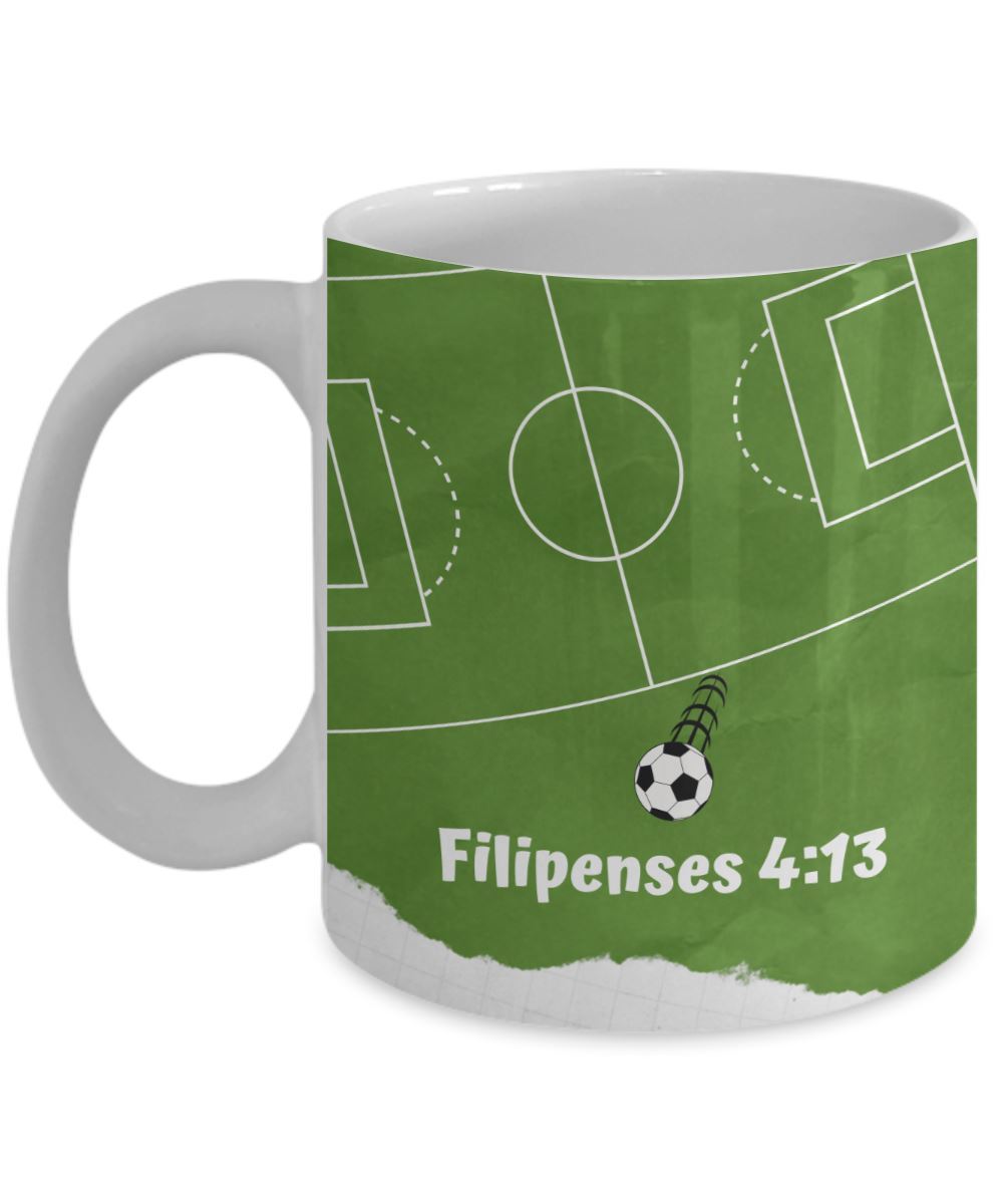 Taza para apasionados del Fútbol / Soccer con mensaje Cristiano: Todo lo puedo… Coffee Mug Regalos.Gifts 