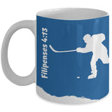 Taza para apasionados del Hockey con mensaje Cristiano: Todo lo puedo… Coffee Mug Regalos.Gifts 