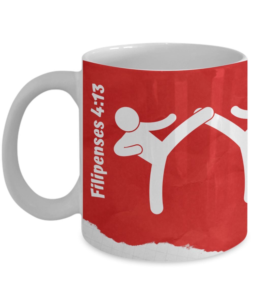 Taza para apasionados del Karate con mensaje Cristiano: Todo lo puedo… Coffee Mug Regalos.Gifts 