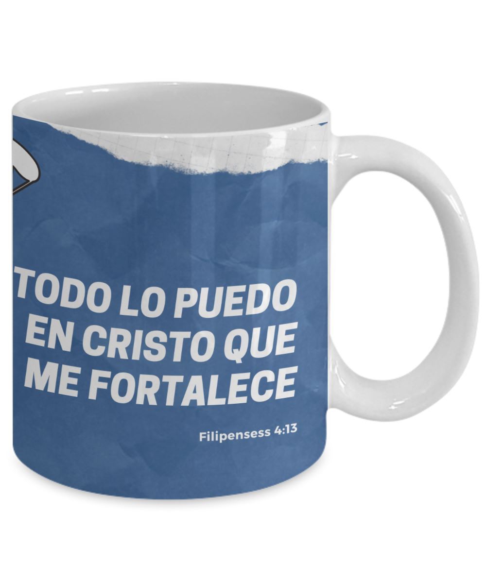 Taza para apasionados del Paracaidismo con mensaje Cristiano: Todo lo puedo… Coffee Mug Regalos.Gifts 
