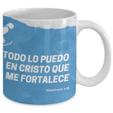 Taza para apasionados del Ski con mensaje Cristiano: Todo lo puedo… Coffee Mug Regalos.Gifts 