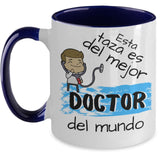 Taza para café 2 tonos con mensaje divertido: Esta taza es del Mejor Doctor...! Taza regalo doctor. Coffee Mug Regalos.Gifts Two Tone 11oz Mug Navy 