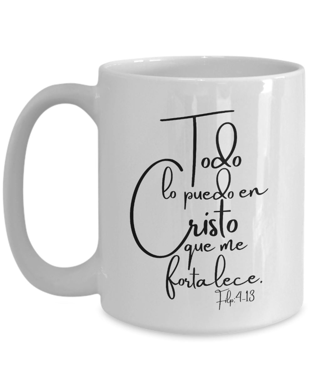 Taza para café: Todo lo puedo en Cristo... Coffee Mug Regalos.Gifts 