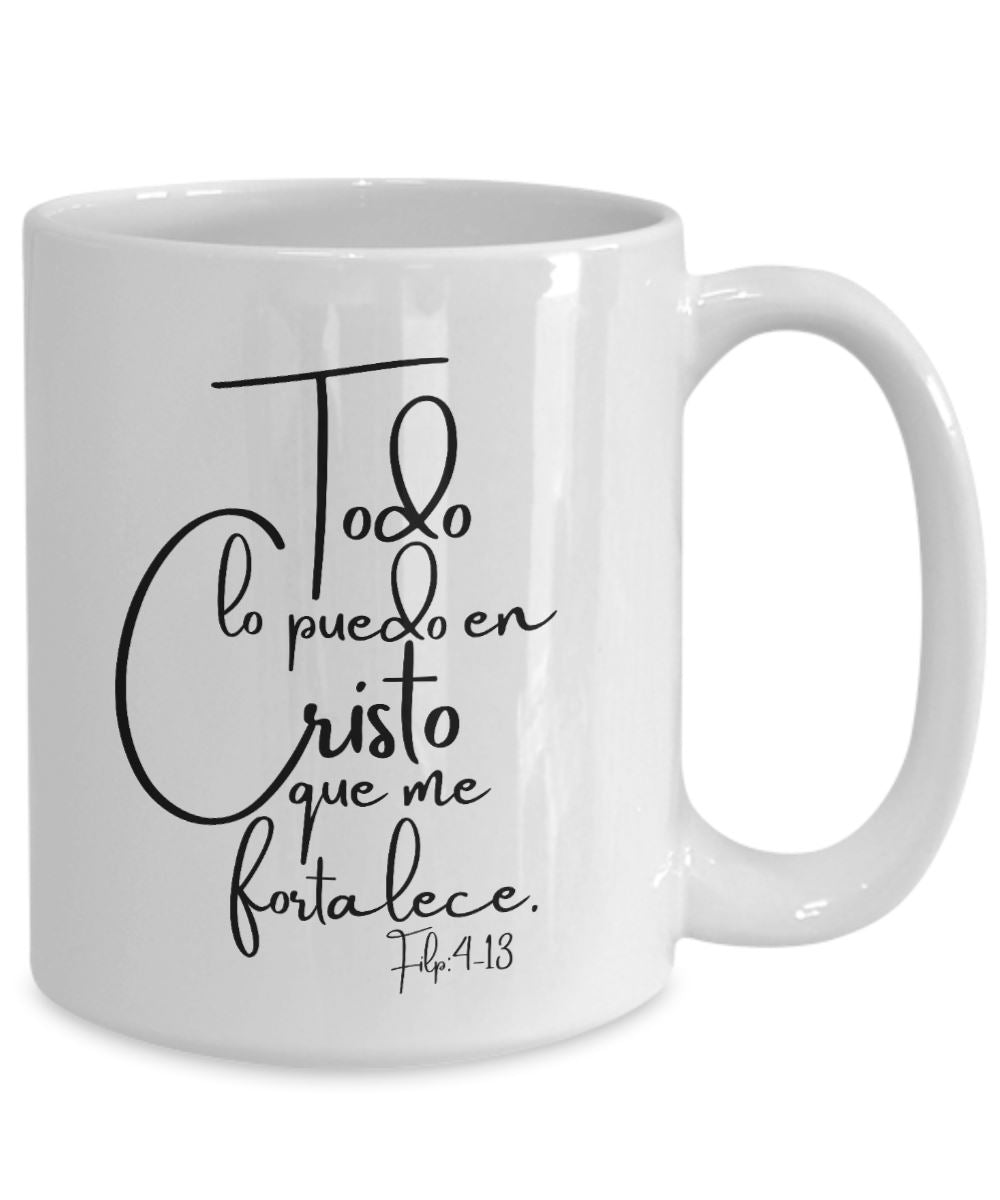 Taza para café: Todo lo puedo en Cristo... Coffee Mug Regalos.Gifts 15oz Mug White 