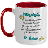 Taza para Mamá Personalizada: Mamá… Sin ti mi vida simplemente hubiera sido Imposible… Coffee Mug Regalos.Gifts 11oz roja 