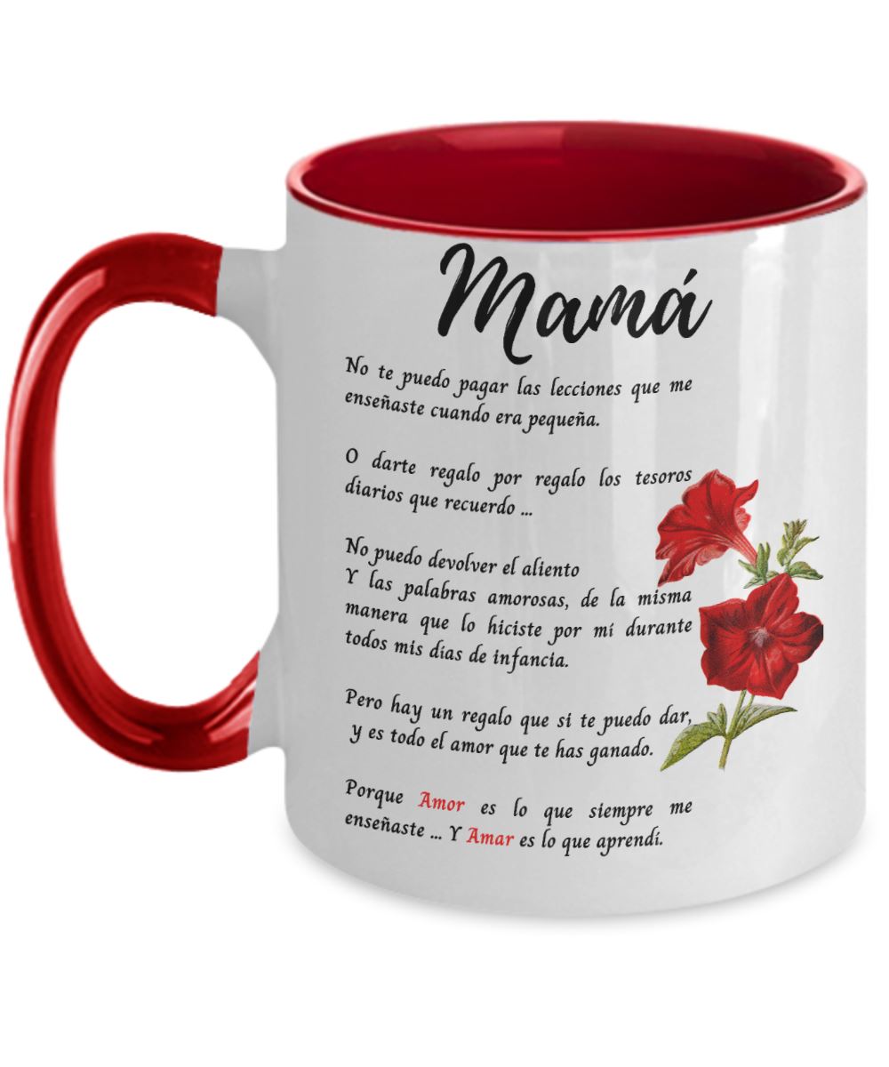 Taza Para mamá - 2 tonos - Te Amo mamá Coffee Mug Regalos.Gifts Two Tone 11oz Mug Red 