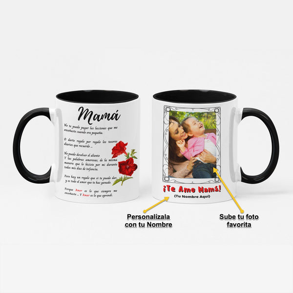 Taza Personalizada Para mamá - 2 tonos - Te Amo mamá (Foto y Nombre) Coffee Mug Regalos.Gifts 