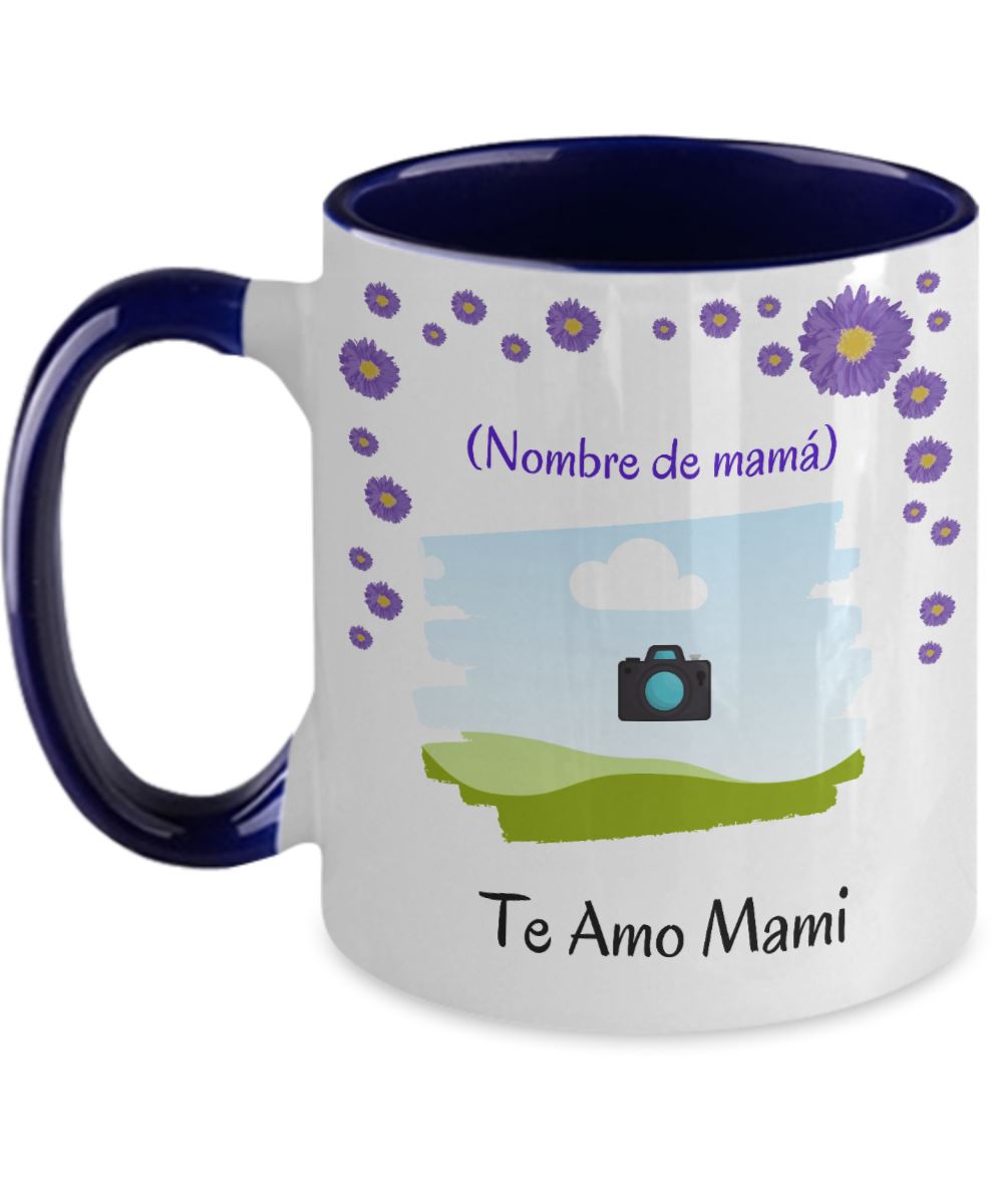 Taza Personalizada para Mamá: Dios me bendijo con la madre más hermosa… Coffee Mug Regalos.Gifts 11oz Navy 
