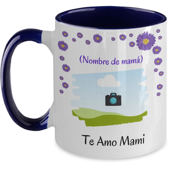 Taza Personalizada para Mamá: Dios me bendijo con la madre más hermosa… Coffee Mug Regalos.Gifts 11oz Navy 