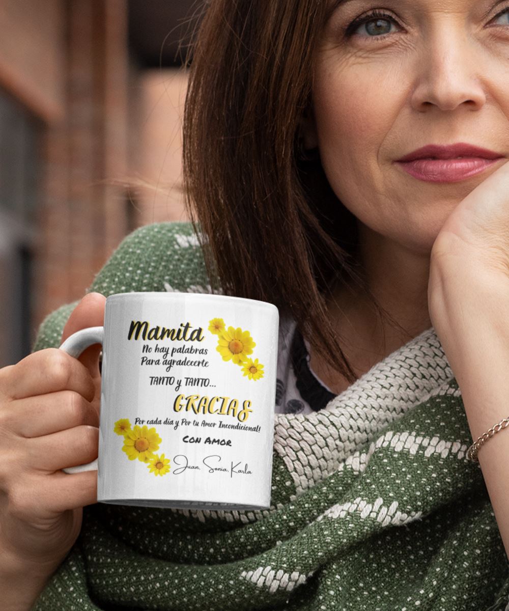 Taza Personalizada Para Mamá: Mamita no hay palabras… Coffee Mug Regalos.Gifts 