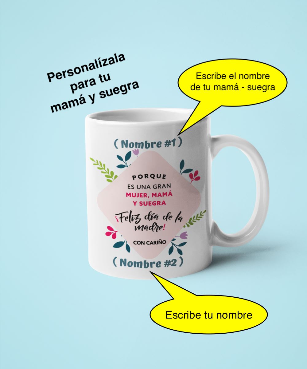 Taza Personalizada para Mamá: Porque es una gran Mujer, Mamá y Suegra. Feliz Día de la Madre Coffee Mug Regalos.Gifts 