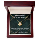 Te Quiero Más de lo que imaginas. Collar Para Mamá Nudo de Amor (LoveKnot) Jewelry ShineOn Fulfillment Acabado en Oro Amarillo de 18 quilates Caja de Lujo Madera Con Luz led 