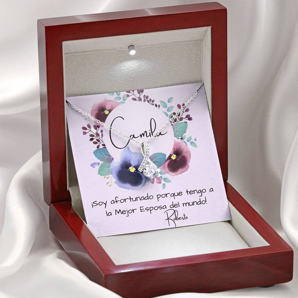 Tengo a la mejor esposa del mundo - Collar Lazo con piedra. Jewelry 