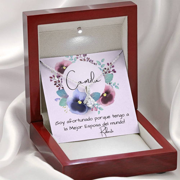 Tengo a la mejor esposa del mundo - Collar Lazo con piedra. Jewelry 