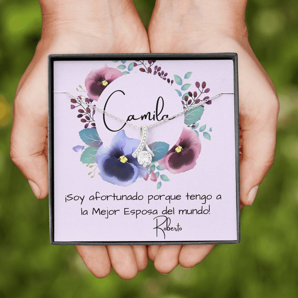 Tengo a la mejor esposa del mundo - Collar Lazo con piedra. Jewelry 