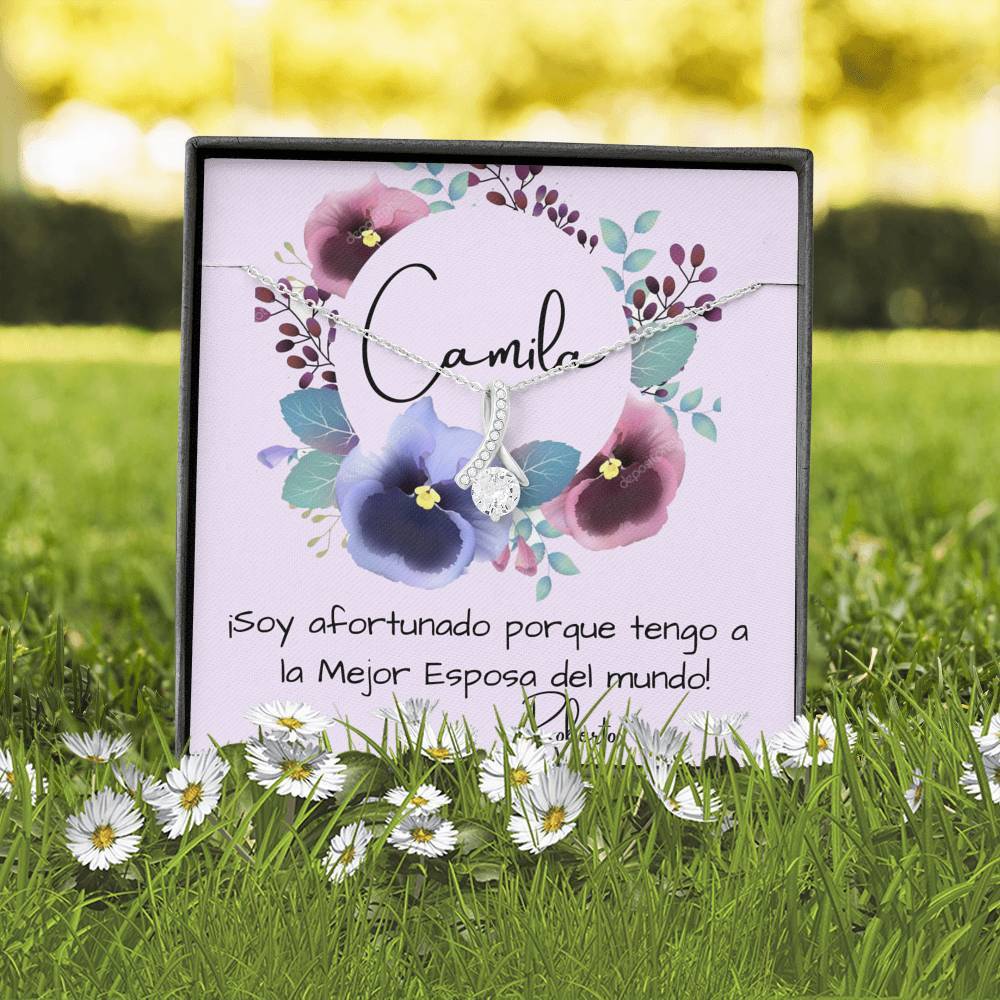 Tengo a la mejor esposa del mundo - Collar Lazo con piedra. Jewelry 