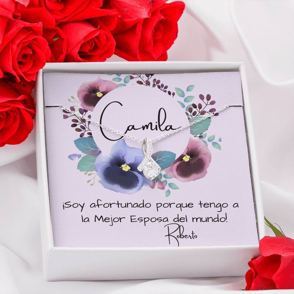 Tengo a la mejor esposa del mundo - Collar Lazo con piedra. Jewelry 