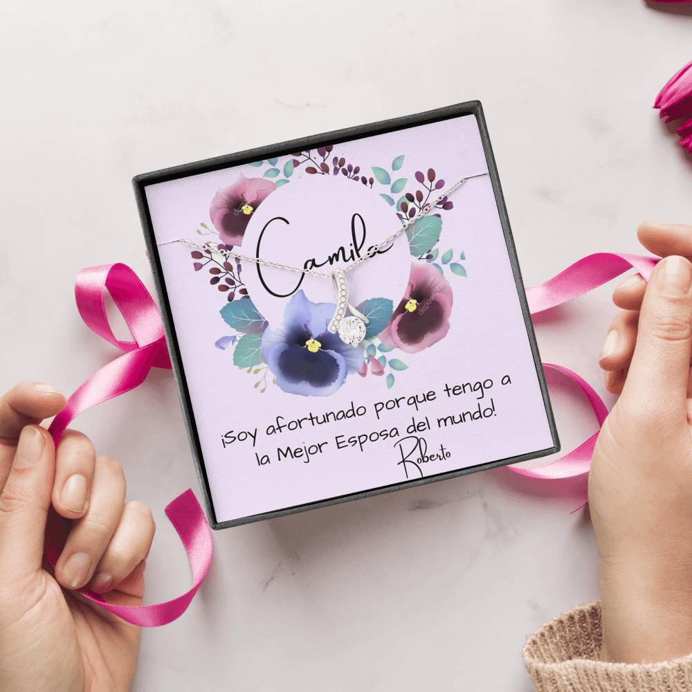 Tengo a la mejor esposa del mundo - Collar Lazo con piedra. Jewelry 