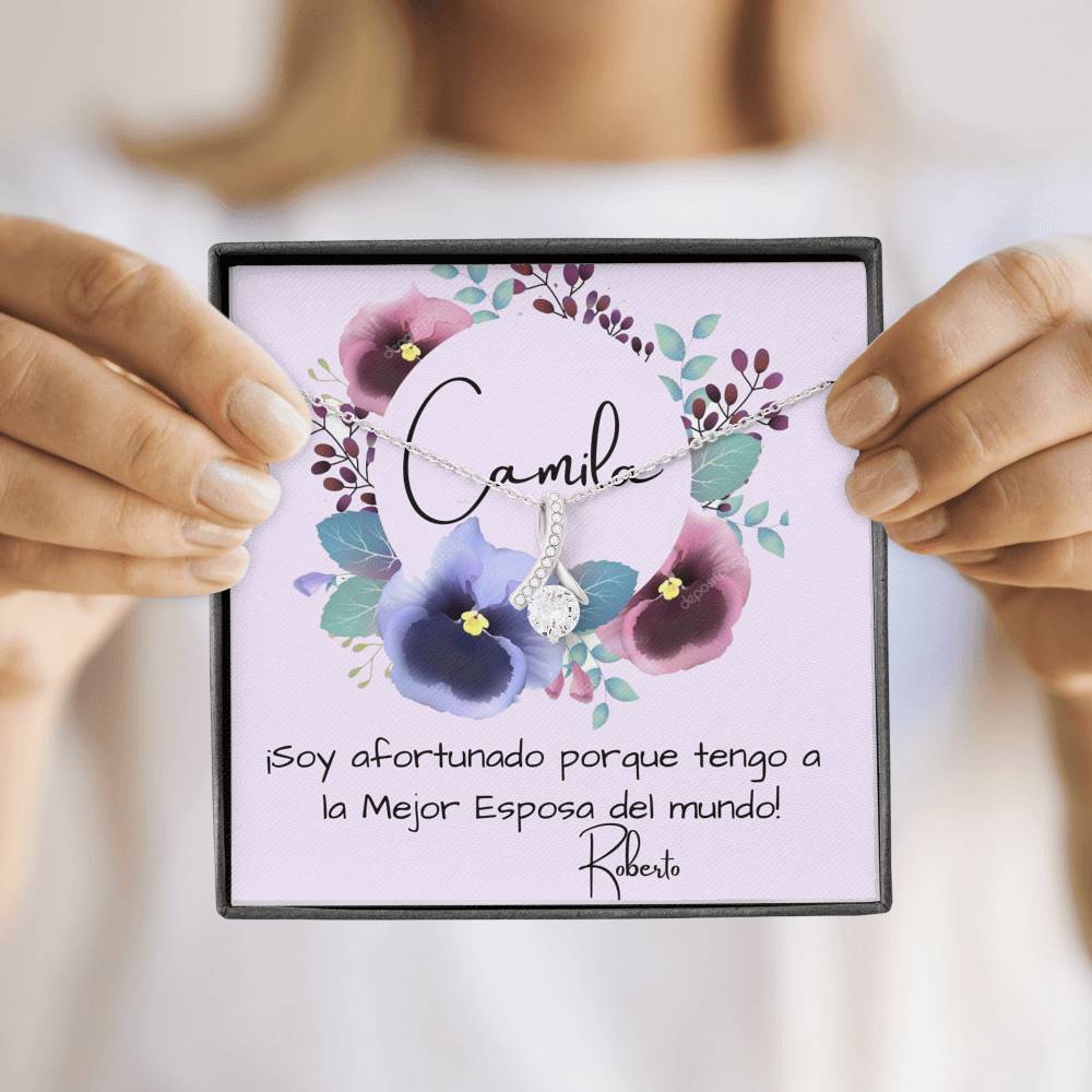 Tengo a la mejor esposa del mundo - Collar Lazo con piedra. Jewelry 